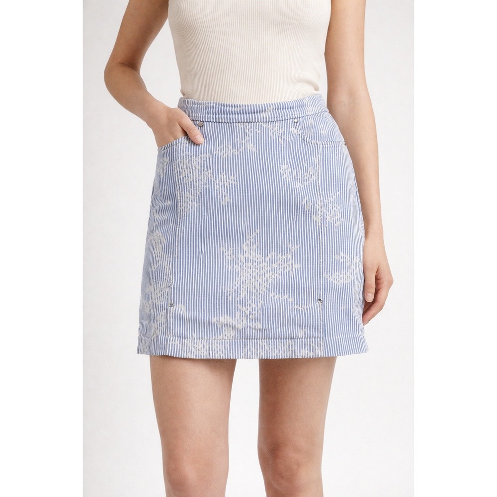 Tribal Blue White Striped Floral Skort Womens Size‎ 8 Pull On Active 2844T-2932